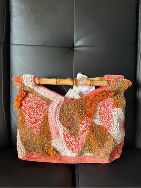 BRAND NEW VIRAL BEADED BAG with Bamboo Handle